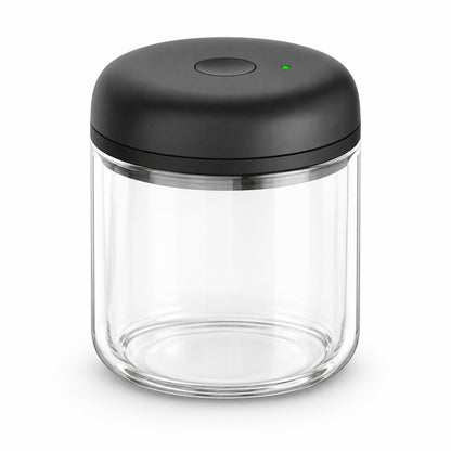 Electric Vacuum Coffee Canister, Clear Glass with Black Lid, 0.7 L