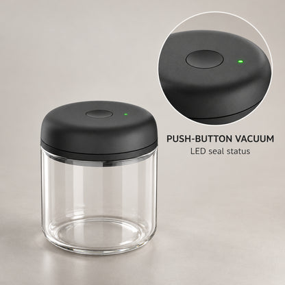 Electric Vacuum Coffee Canister, Clear Glass with Black Lid, 0.7 L