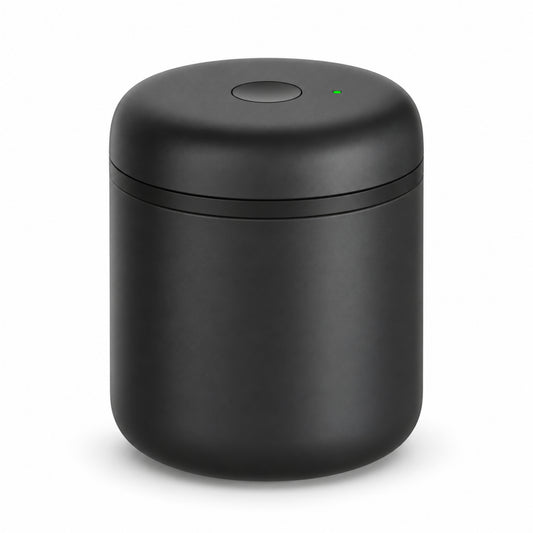 Electric Vacuum Coffee Canister, Matte Black Stainless Steel, 0.7 L