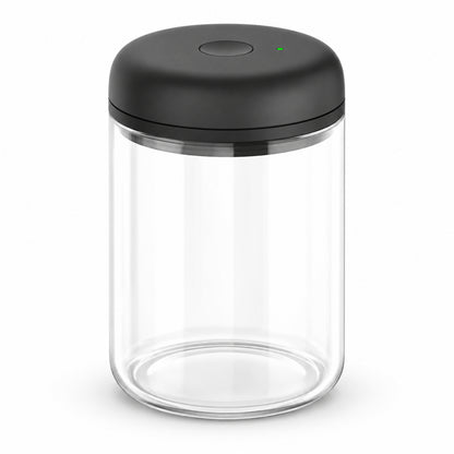 Electric Vacuum Coffee Canister, Clear Glass with Black Lid, 1.2 L