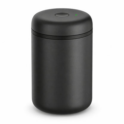 Electric Vacuum Coffee Canister, Matte Black Stainless Steel, 1.2 L