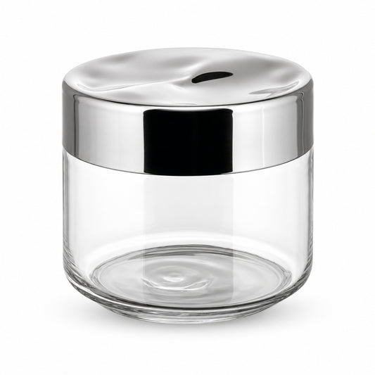 Glass Food Storage Jar with Sculpted Stainless Steel Lid, 500 mL