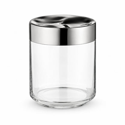 Glass Food Storage Jar with Sculpted Stainless Steel Lid, 750 mL