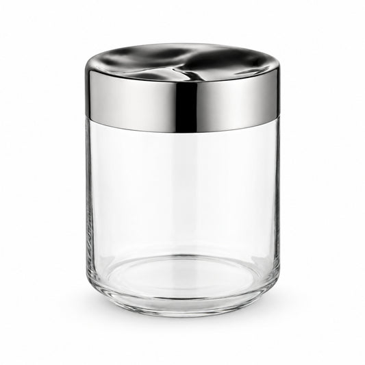 Glass Food Storage Jar with Sculpted Stainless Steel Lid, 750 mL